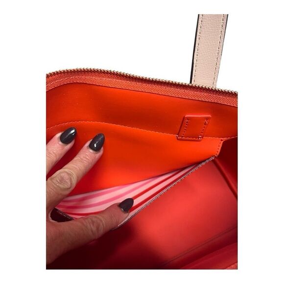 AUTHENTIC KATE SPADE ♠️ NEW YORK PATRICE TROPICAL STRIPE pink & orange tote bag - Picture 10 of 10